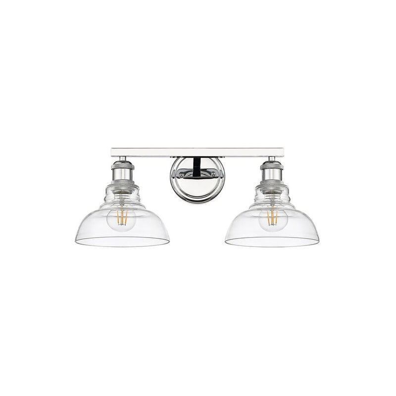 Golden Lighting Carver 2-Light Vanity Light, Chrome/Clear Glass