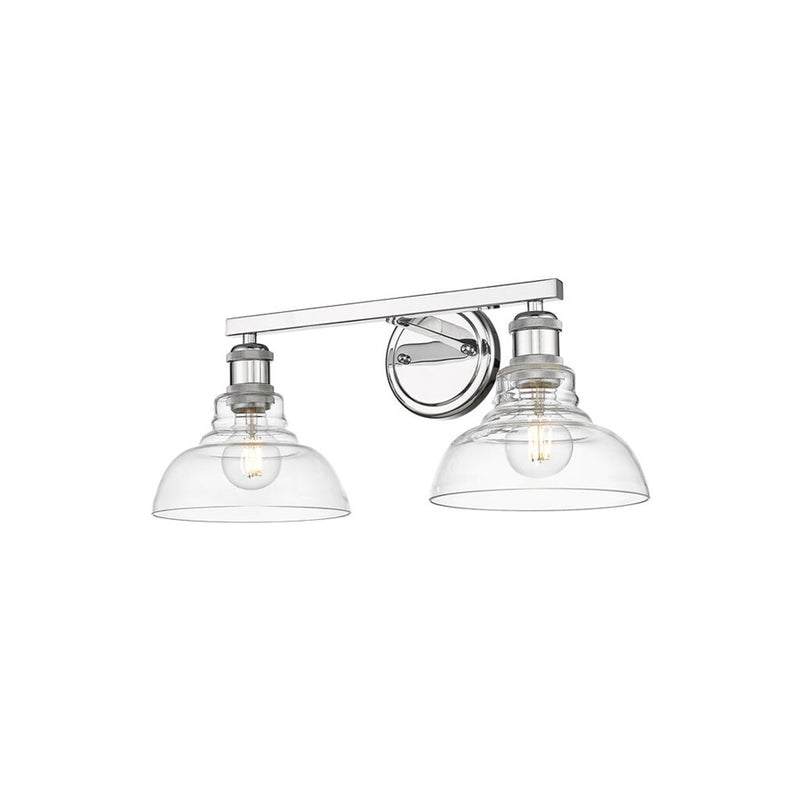 Golden Lighting Carver 2-Light Vanity Light, Chrome/Clear Glass
