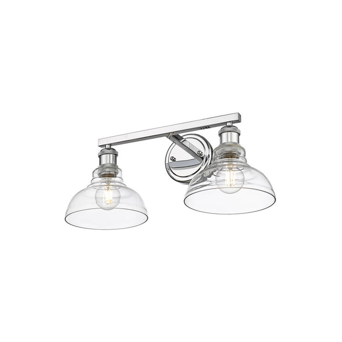 Golden Lighting Carver 2-Light Vanity Light, Chrome/Clear Glass