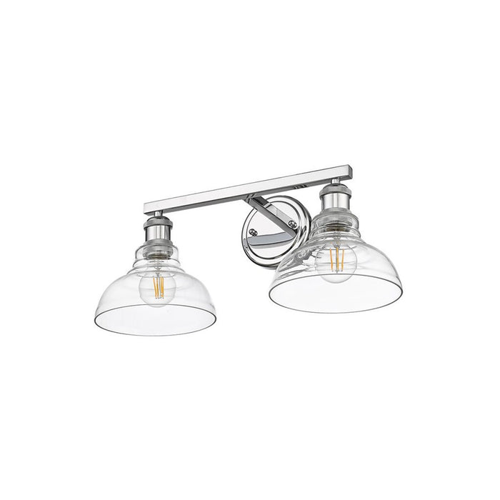 Golden Lighting Carver 2-Light Vanity Light, Chrome/Clear Glass
