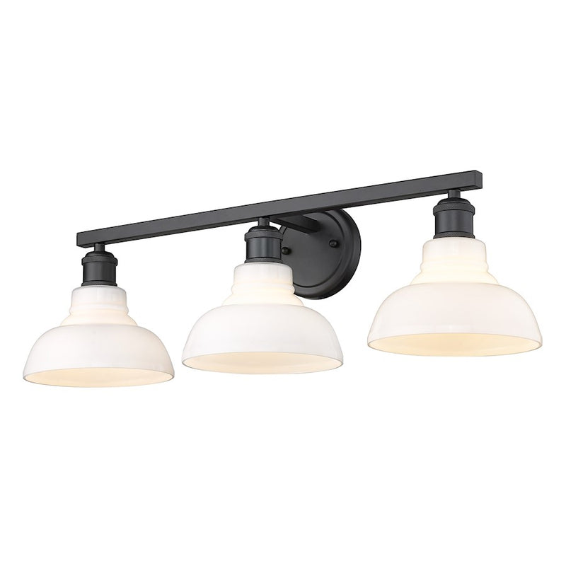 Golden Lighting Carver 3 Light Bath Vanity, Black/Vintage Milk
