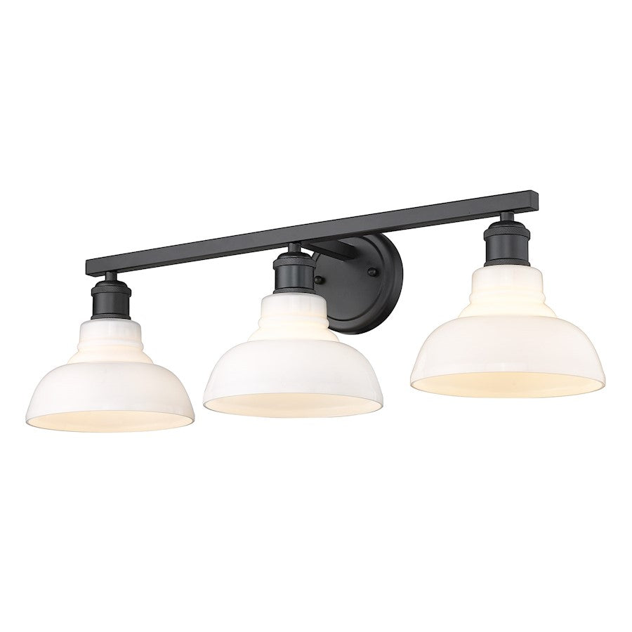 Golden Lighting Carver 3 Light Bath Vanity, Black/Vintage Milk
