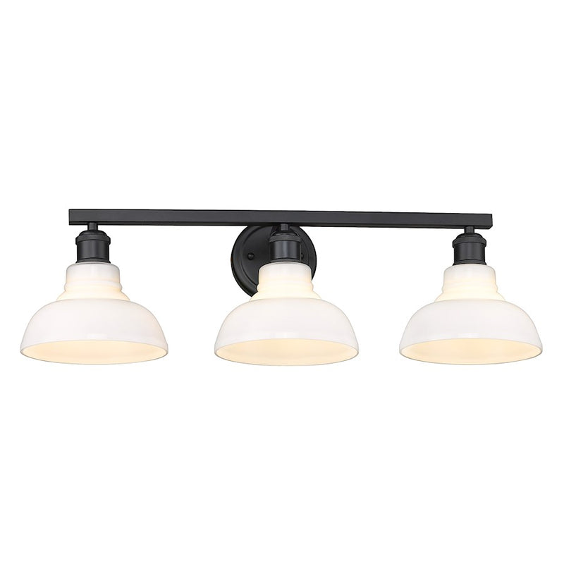 Golden Lighting Carver 3 Light Bath Vanity, Black/Vintage Milk