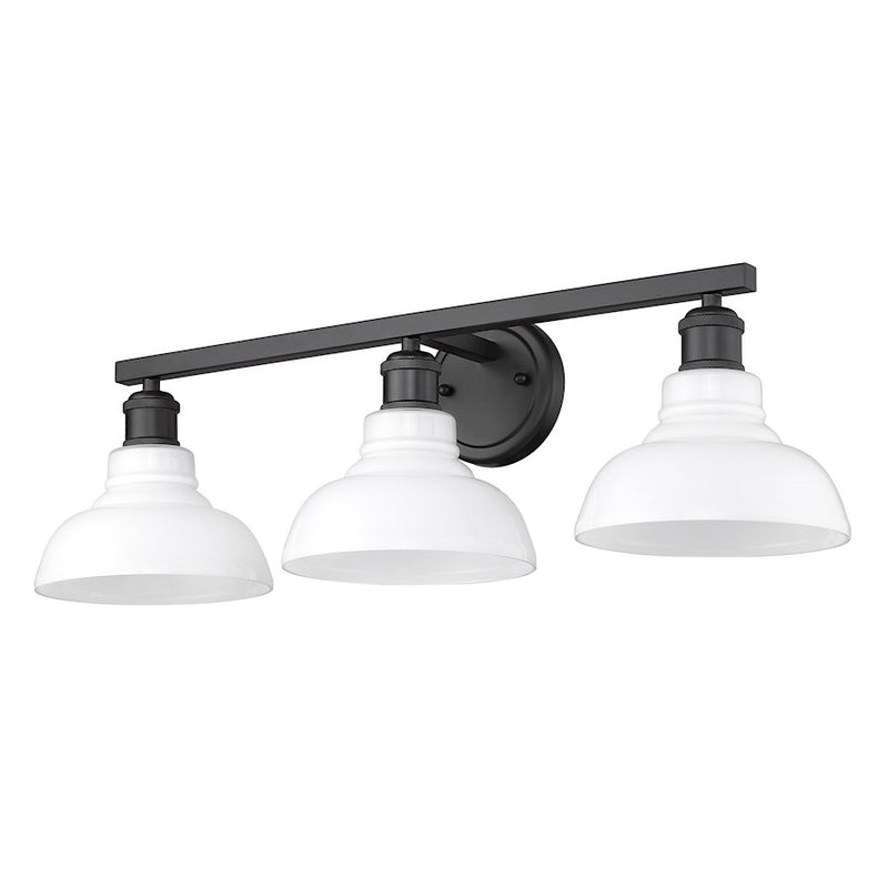 Golden Lighting Carver 3 Light Bath Vanity, Black/Vintage Milk