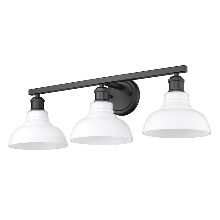 Golden Lighting Carver 3 Light Bath Vanity, Black/Vintage Milk