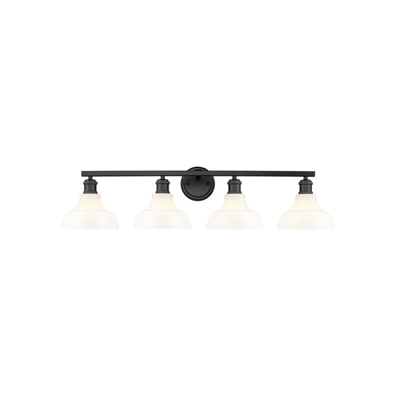 Golden Carver 4-Lt Vanity, Matte Black/Vintage Milk Glass