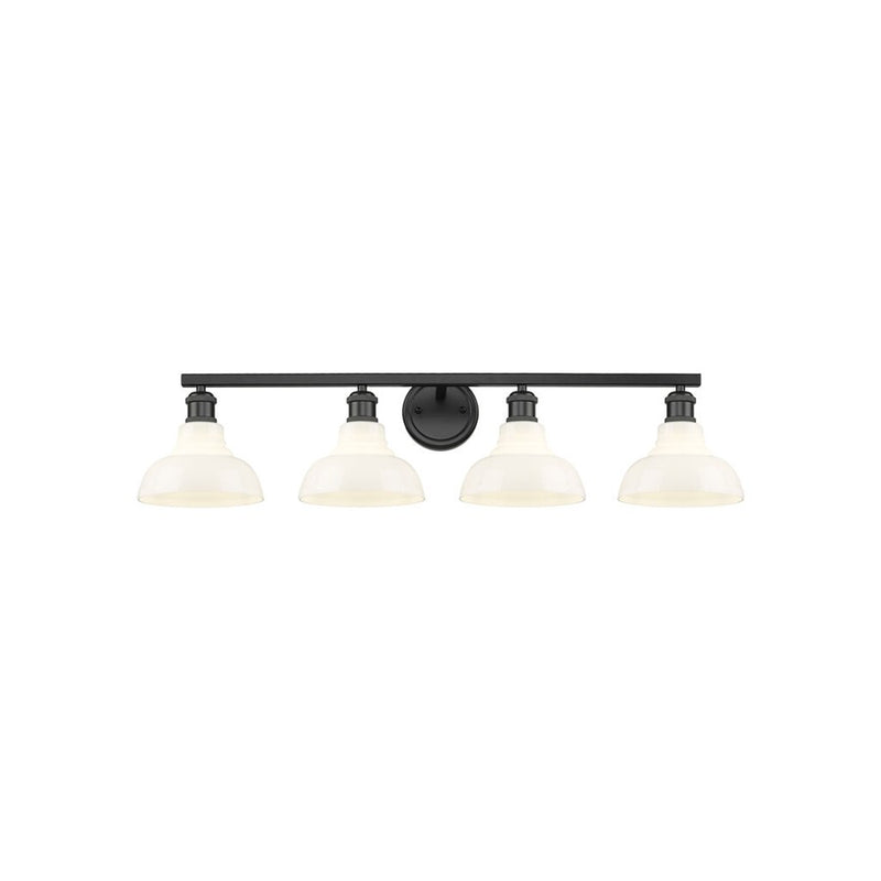 Golden Carver 4-Lt Vanity, Matte Black/Vintage Milk Glass