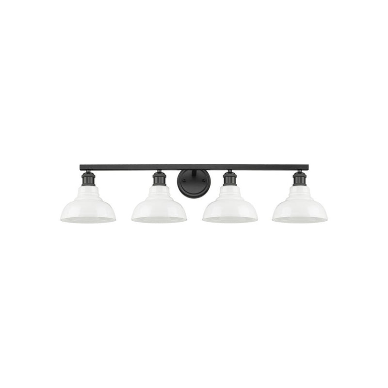 Golden Carver 4-Lt Vanity, Matte Black/Vintage Milk Glass