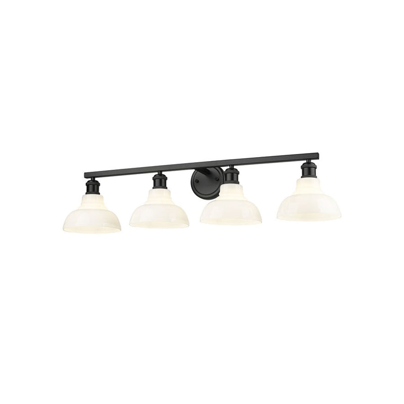 Golden Carver 4-Lt Vanity, Matte Black/Vintage Milk Glass