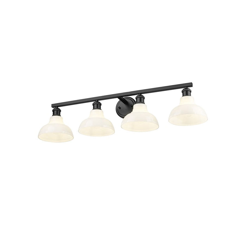 Golden Carver 4-Lt Vanity, Matte Black/Vintage Milk Glass