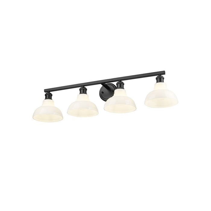 Golden Carver 4-Lt Vanity, Matte Black/Vintage Milk Glass