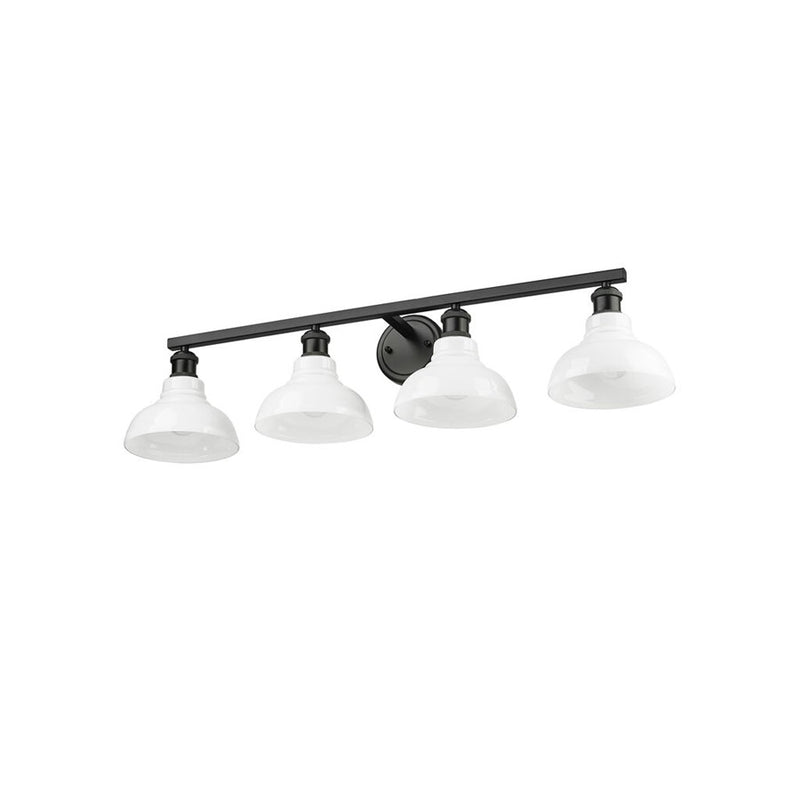 Golden Carver 4-Lt Vanity, Matte Black/Vintage Milk Glass