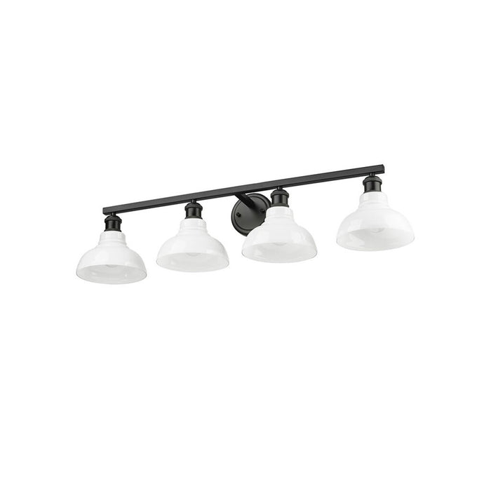 Golden Carver 4-Lt Vanity, Matte Black/Vintage Milk Glass