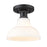 Golden Lighting Carver 1 Light Flush Mount, Black/Vintage Milk
