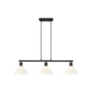 Golden Carver 3-Light Linear Pendant, Black/Vintage Milk Glass - 0305-LPBLK-VMG
