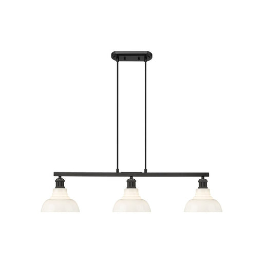 Golden Carver 3-Light Linear Pendant, Black/Vintage Milk Glass - 0305-LPBLK-VMG