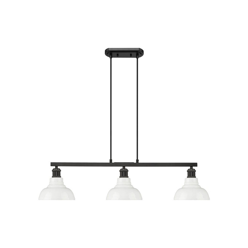 Golden Carver 3-Light Linear Pendant, Black/Vintage Milk Glass