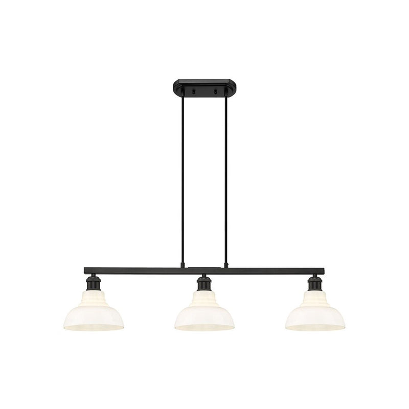 Golden Carver 3-Light Linear Pendant, Black/Vintage Milk Glass
