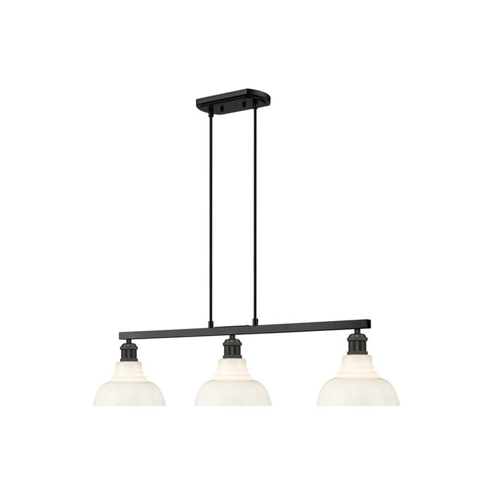Golden Carver 3-Light Linear Pendant, Black/Vintage Milk Glass