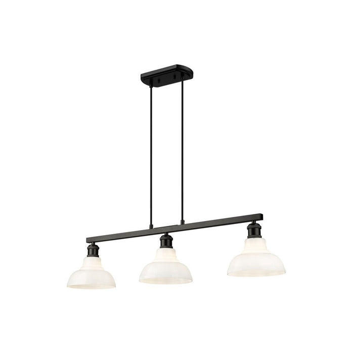 Golden Carver 3-Light Linear Pendant, Black/Vintage Milk Glass