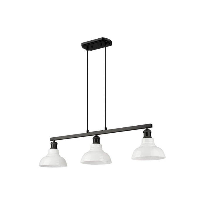 Golden Carver 3-Light Linear Pendant, Black/Vintage Milk Glass