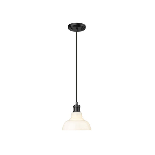 Golden Carver 1-Lt Mini Pendant, Matte Black/Vintage Milk Glass