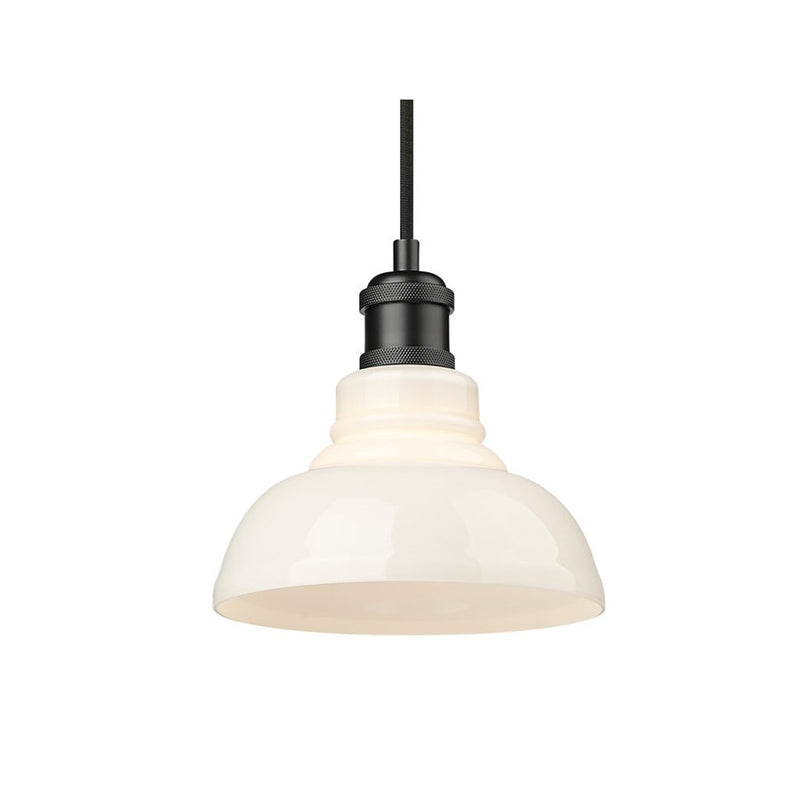 Golden Carver 1-Lt Mini Pendant, Matte Black/Vintage Milk Glass