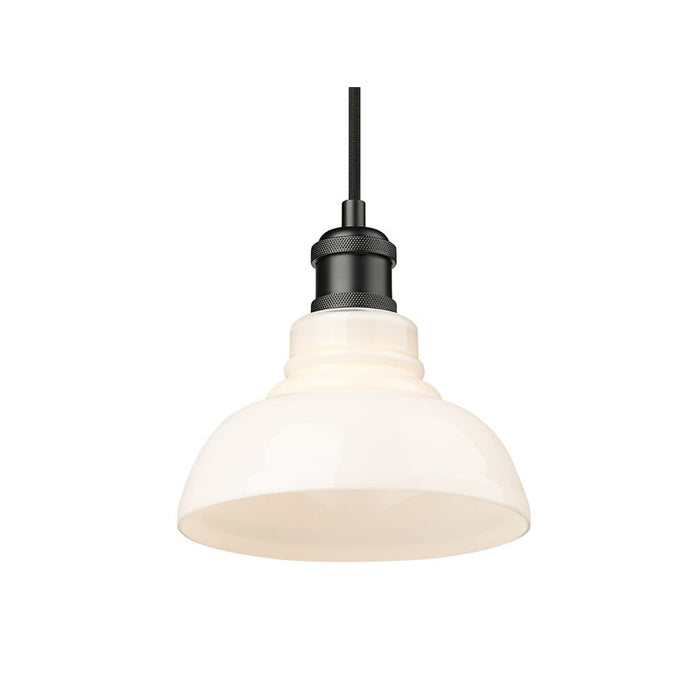 Golden Carver 1-Lt Mini Pendant, Matte Black/Vintage Milk Glass