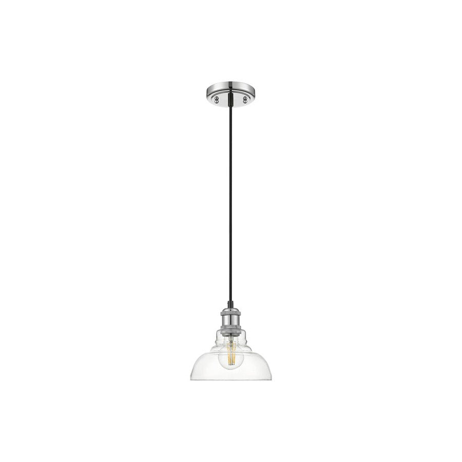 Golden Lighting Carver 1-Light Mini Pendant, Chrome/Clear Glass - 0305-SCH-CLR