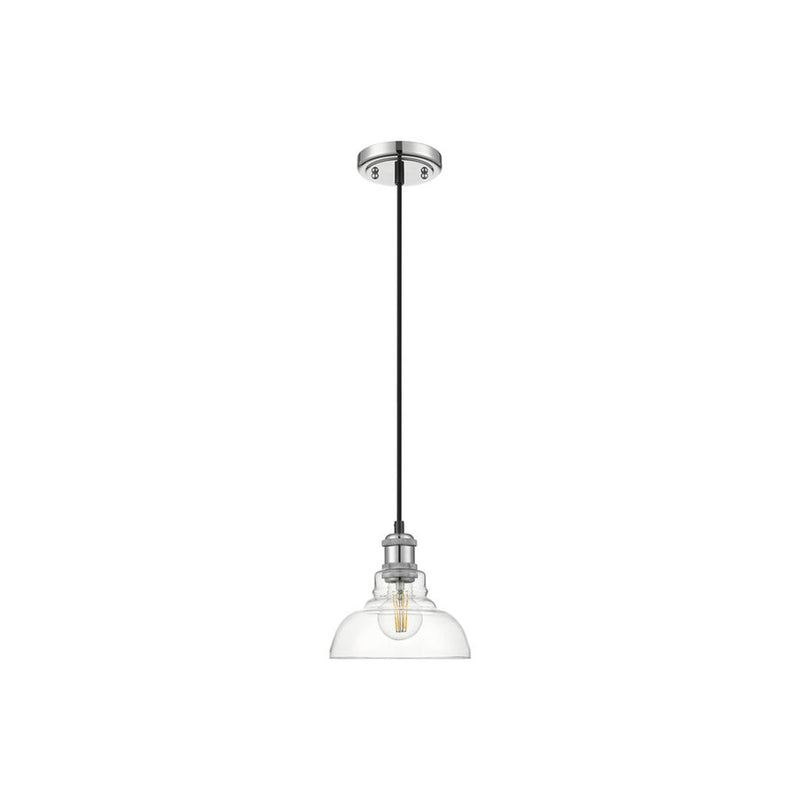 Golden Lighting Carver 1-Light Mini Pendant, Chrome/Clear Glass
