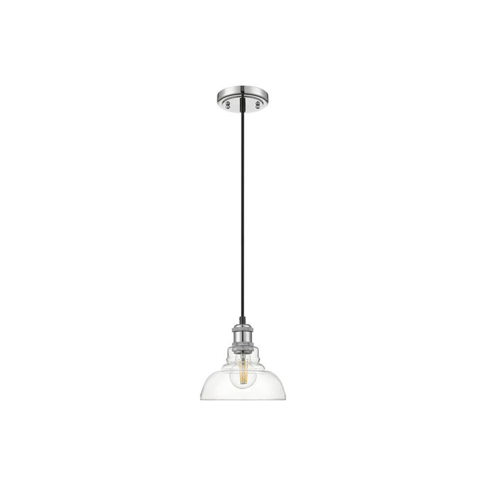 Golden Lighting Carver 1-Light Mini Pendant, Chrome/Clear Glass