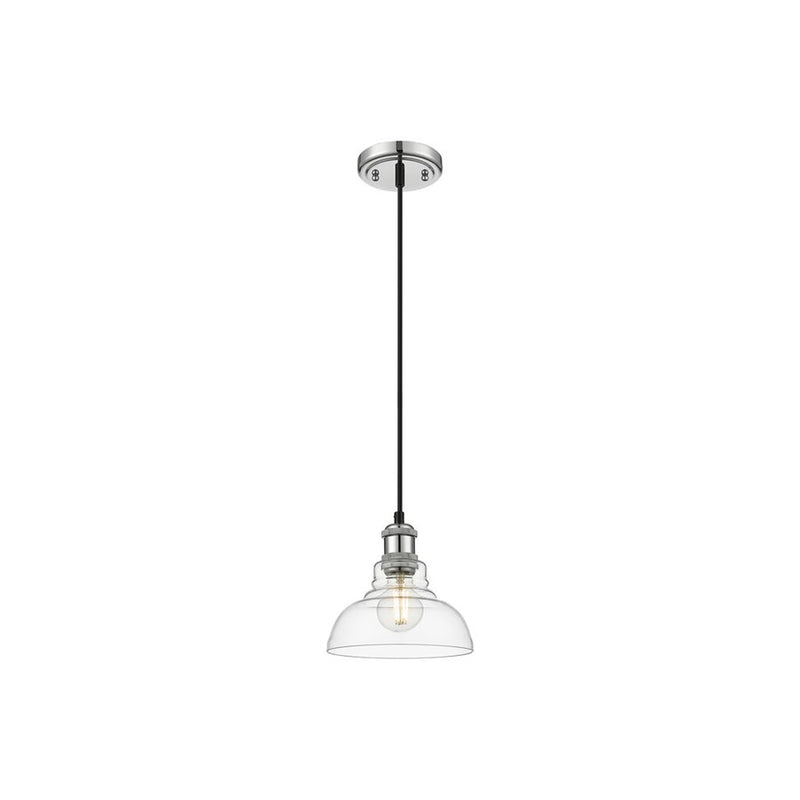 Golden Lighting Carver 1-Light Mini Pendant, Chrome/Clear Glass