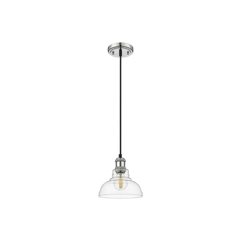 Golden Lighting Carver 1-Light Mini Pendant, Chrome/Clear Glass