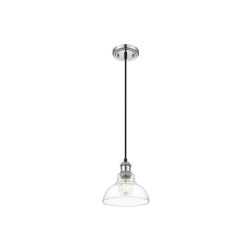 Golden Lighting Carver 1-Light Mini Pendant, Chrome/Clear Glass