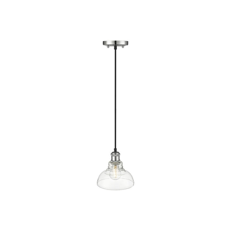 Golden Lighting Carver 1-Light Mini Pendant, Chrome/Clear Glass