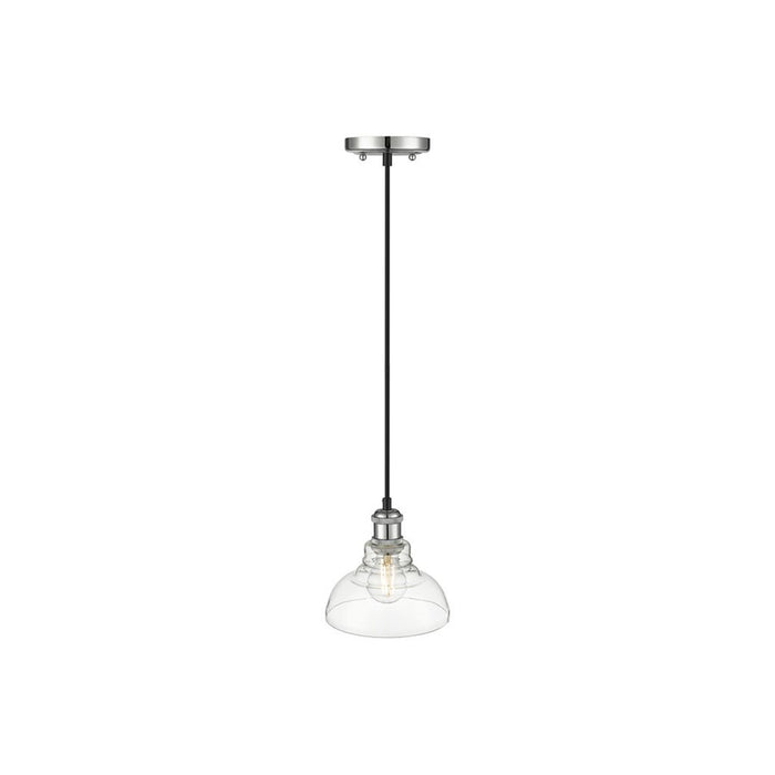 Golden Lighting Carver 1-Light Mini Pendant, Chrome/Clear Glass
