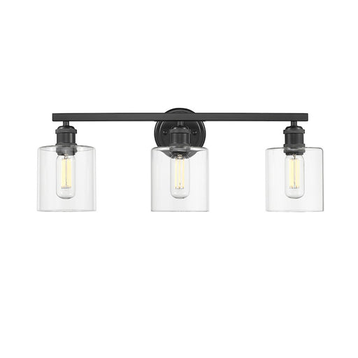 Golden Lighting Fisher 3 Light Bath Vanity, Matte Black/Clear