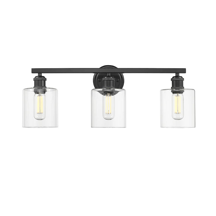 Golden Lighting Fisher 3 Light Bath Vanity, Matte Black/Clear