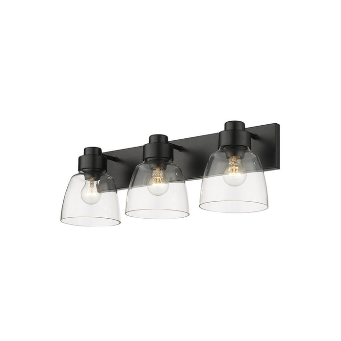 Golden Remy 3-Light Vanity Light, Matte Black/Clear Glass - 0314-BA3BLK-CLR