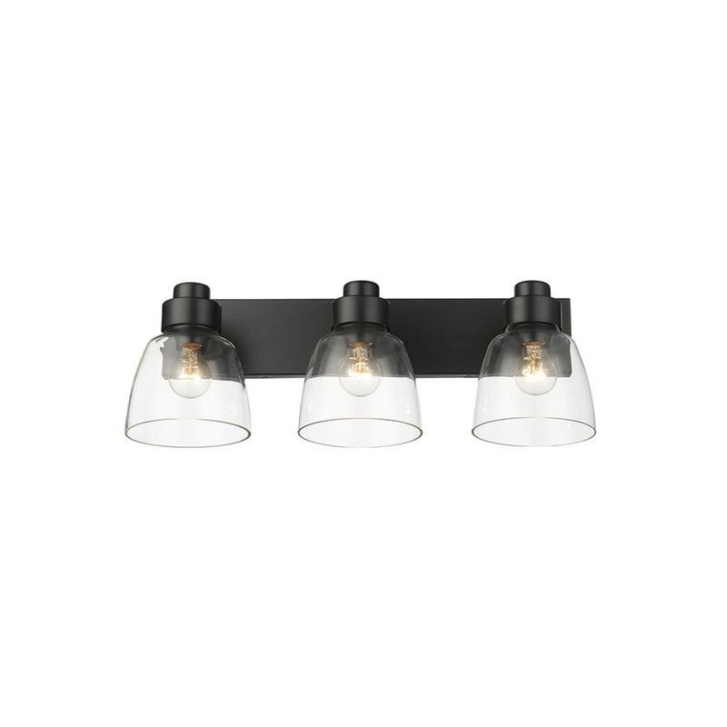 Golden Remy 3-Light Vanity Light, Matte Black/Clear Glass