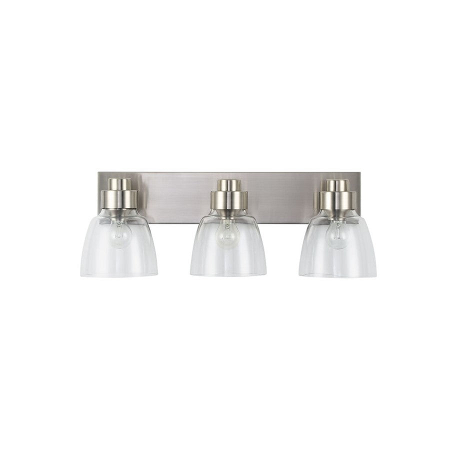 Golden Lighting Remy 3-Light Vanity Light, Pewter/Clear Glass - 0314-BA3PW-CLR