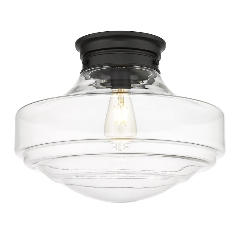 Golden Lighting Ingalls 1 Light Semi-Flush, Matte Black/Clear