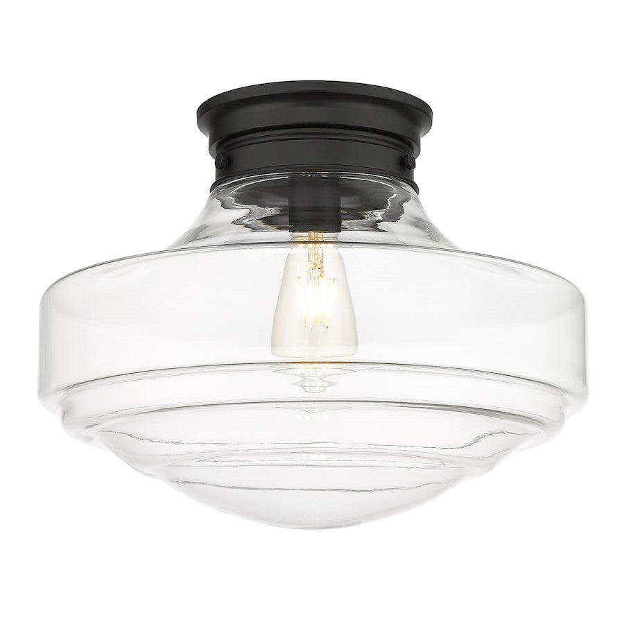 Golden Lighting Ingalls 1 Light Semi-Flush, Matte Black/Clear