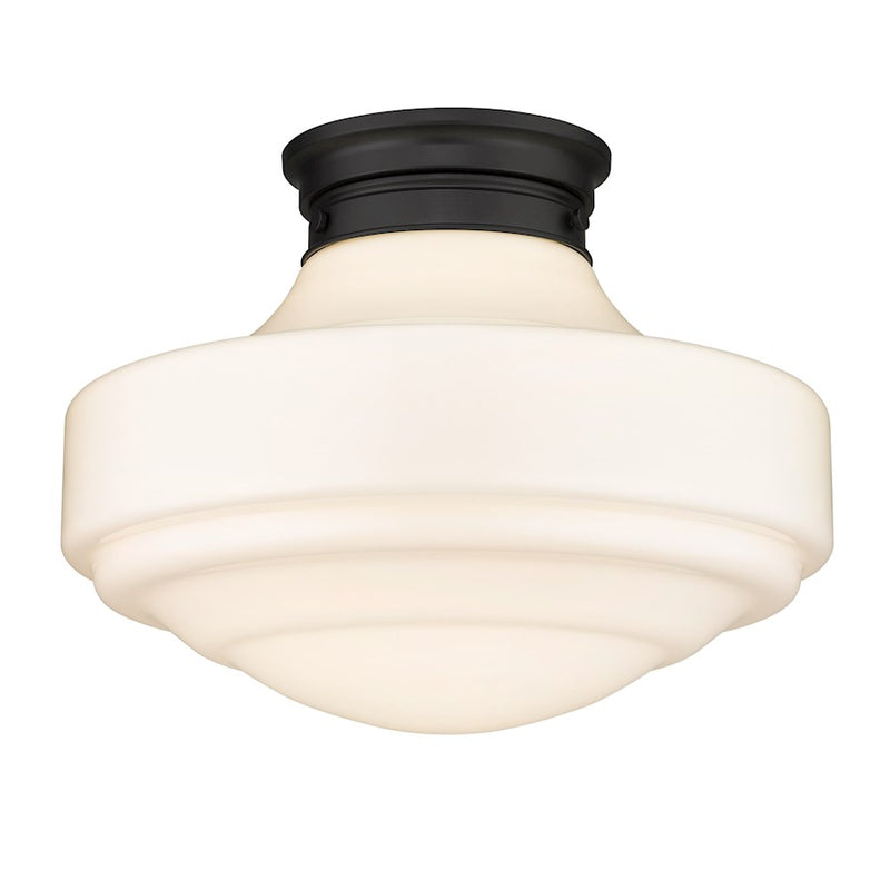 Golden Lighting Ingalls 1 Light Semi-Flush, Black/Vintage Milk