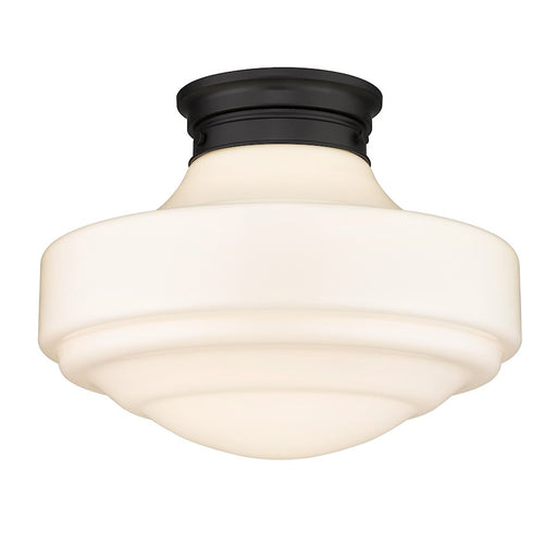 Golden Lighting Ingalls 1 Light Semi-Flush, Black/Vintage Milk