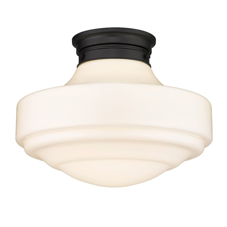 Golden Lighting Ingalls 1 Light Semi-Flush, Black/Vintage Milk