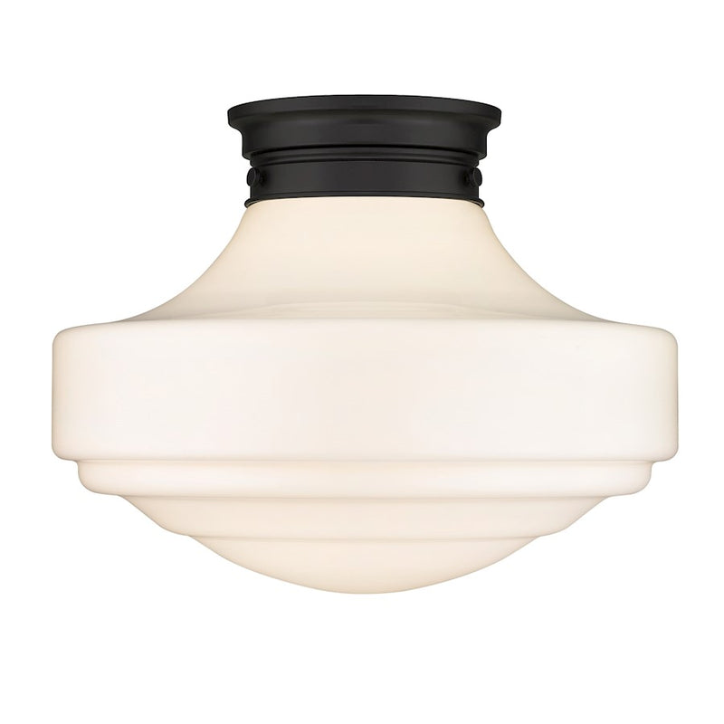 Golden Lighting Ingalls 1 Light Semi-Flush, Black/Vintage Milk