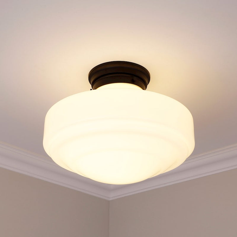 Golden Lighting Ingalls 1 Light Semi-Flush, Black/Vintage Milk