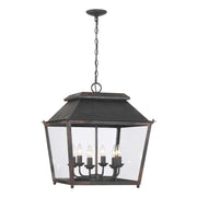 Golden Lighting Abingdon 21in 6-Light Pendant | Farmhouse Antique Black Iron and Clear Glass | Kitchen Island & Foyer | Model 0804-6P ABI