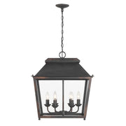 Golden Lighting Abingdon 21in 6-Light Pendant | Farmhouse Antique Black Iron and Clear Glass | Kitchen Island & Foyer | Model 0804-6P ABI